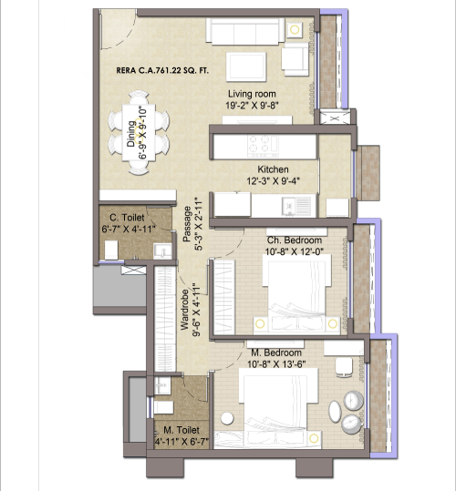 2BHK Deck Floor Plan